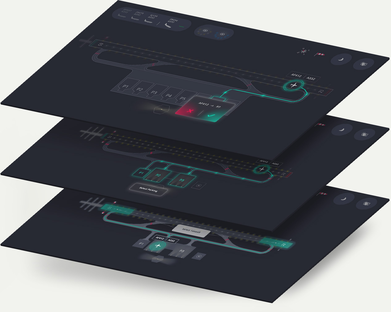 Interface utilisateur contrôle aérien – design Antoine Masure